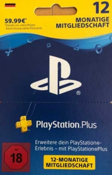Playstation Plus 12 Monatige Mitgliedschaft 59,99€
