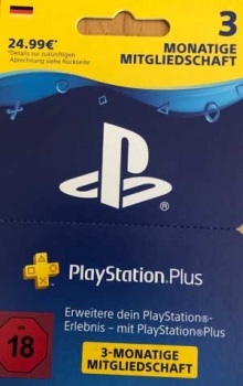 Playstation Plus 3 monatige Mitgliedschaft 24,99€