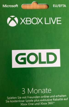 XBOX Guthabenkarte LIVE Gold 3 Monate