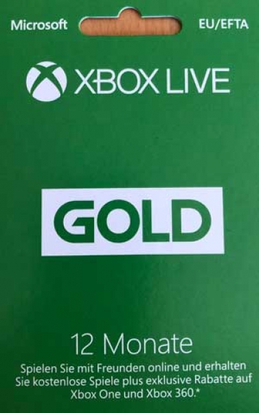 XBOX Guthabenkarte LIVE Gold 12 Monate